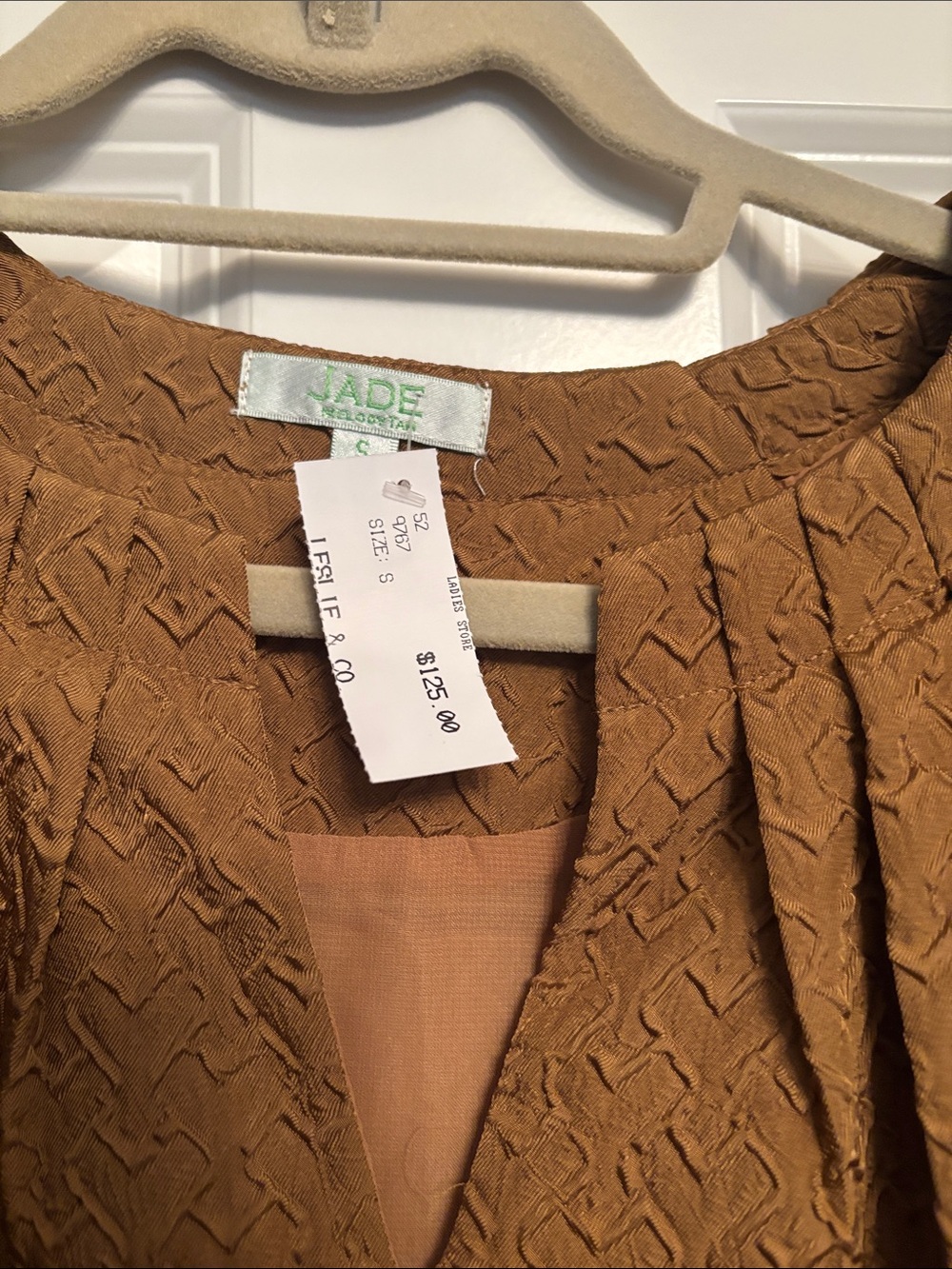 Jade Rust-Brown Textured Puff Sleeve Blouse - Picture 2 of 2